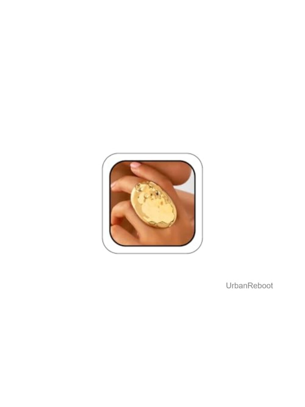 Large Gold Oval Pleated Statement Ring Women Chunky Retro Jewelry